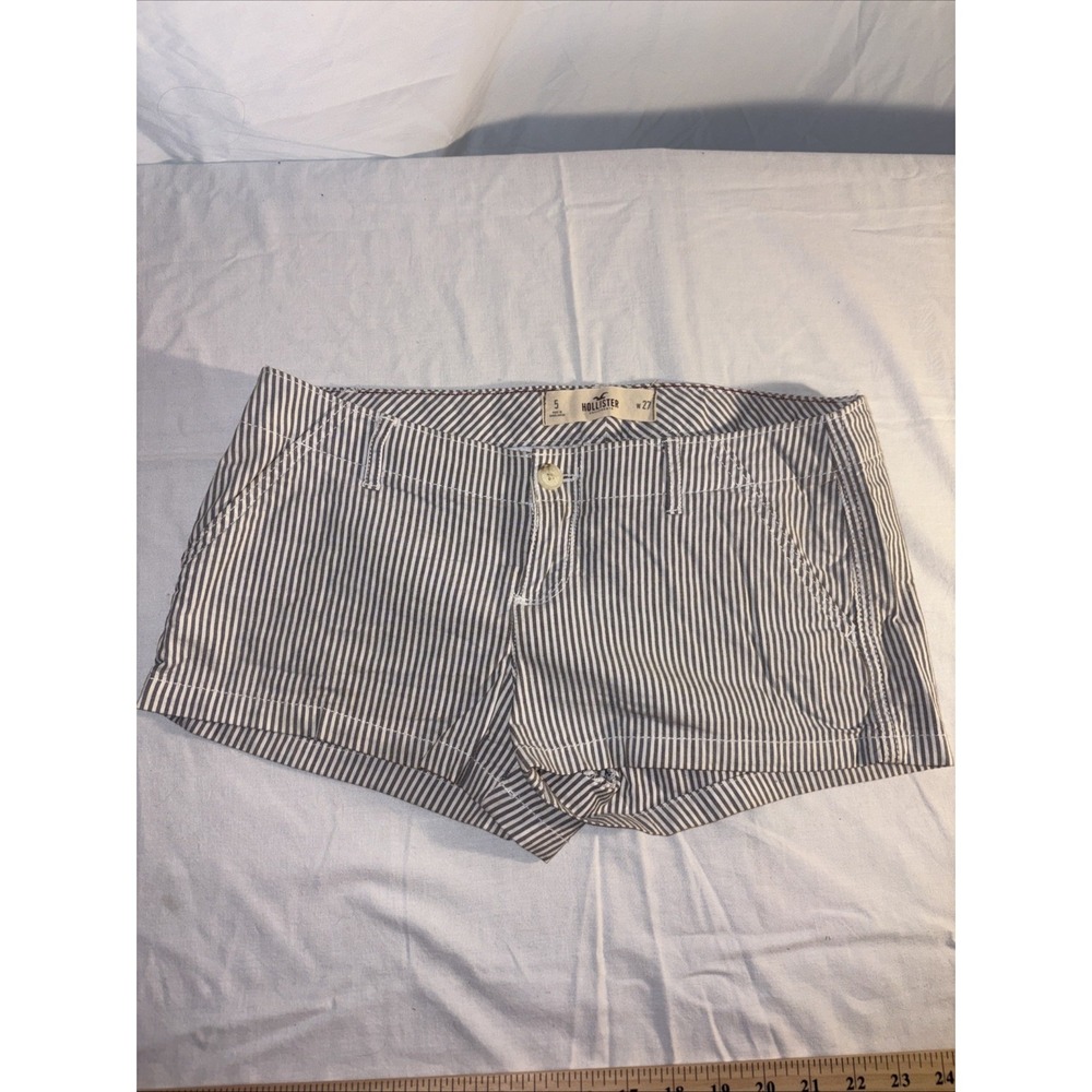 Hollister Womens Low Rise Short Shorts Striped Size 5/27 Micro Booty Y2K Navy